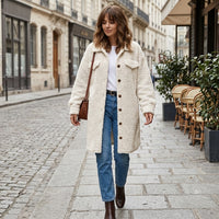 Manteau long oversize en sherpa
