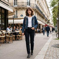 Veste en jean à capuche doublée de sherpa