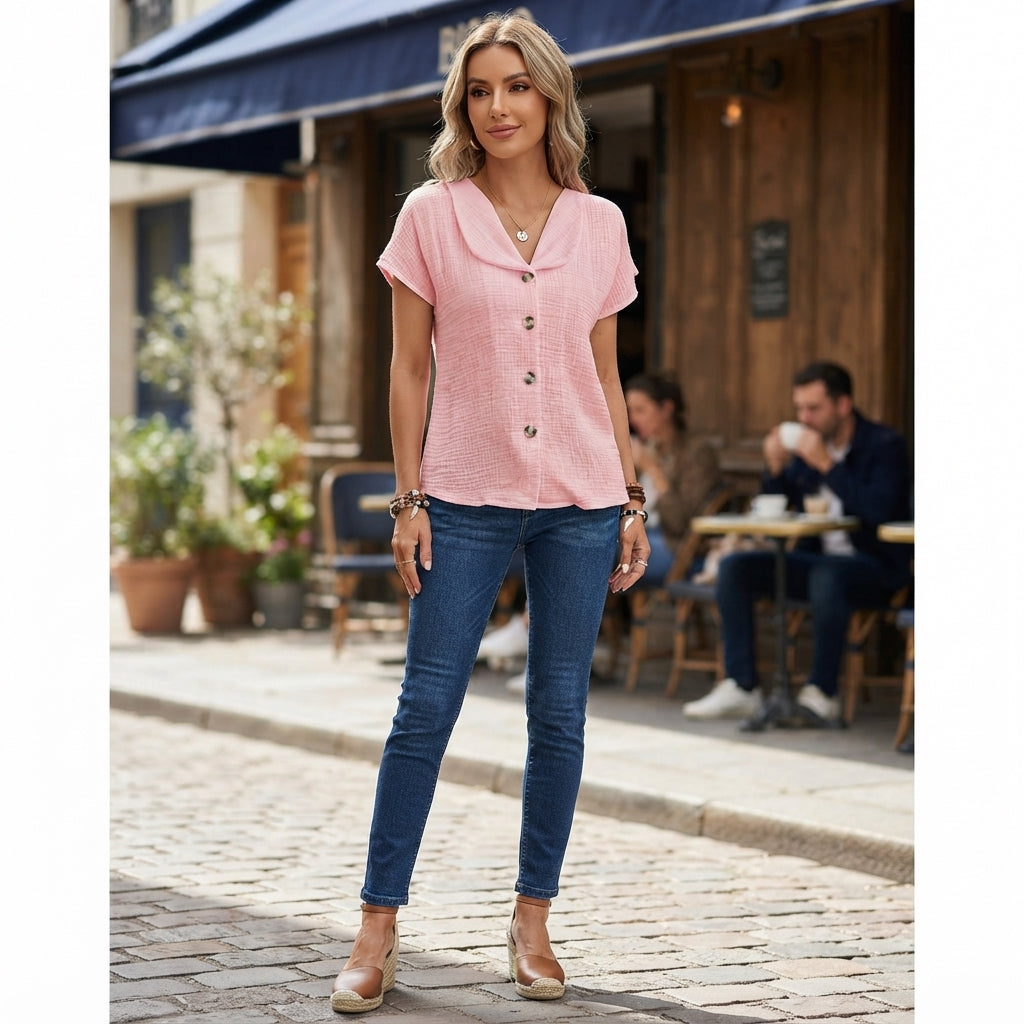 Blouse élégante à revers boutonnés