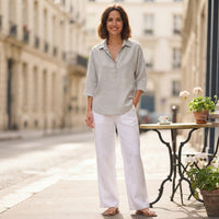 Blouse à col Hélène, effet lin