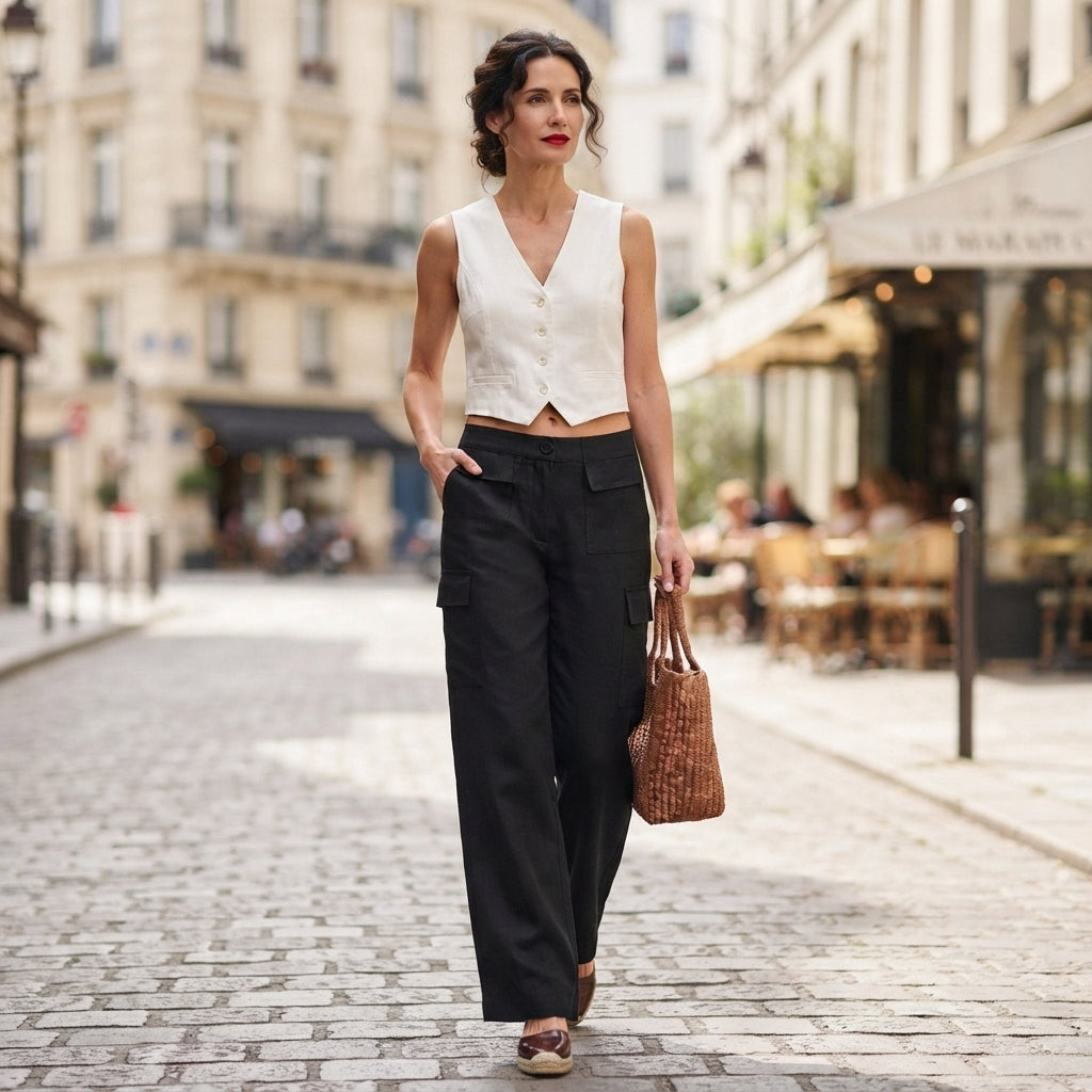Pantalon ample à jambes larges