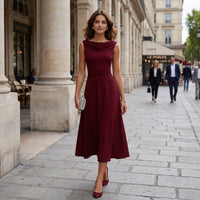 Robe midi drapée et plissée
