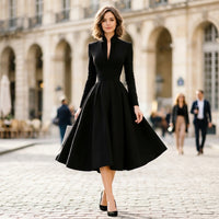 Robe midi Jennifer plissée à col en V