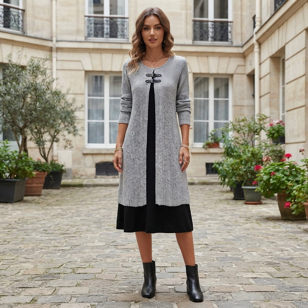 Robe midi trapèze en coton