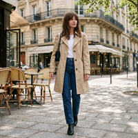 Trench-coat imperméable classique ceinturé