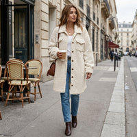 Manteau long oversize en sherpa