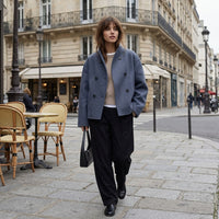 Veste oversize à col montant et boutonnée