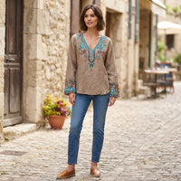Blouse légère brodée pour femme