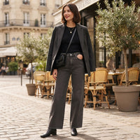 Pantalon large taille haute