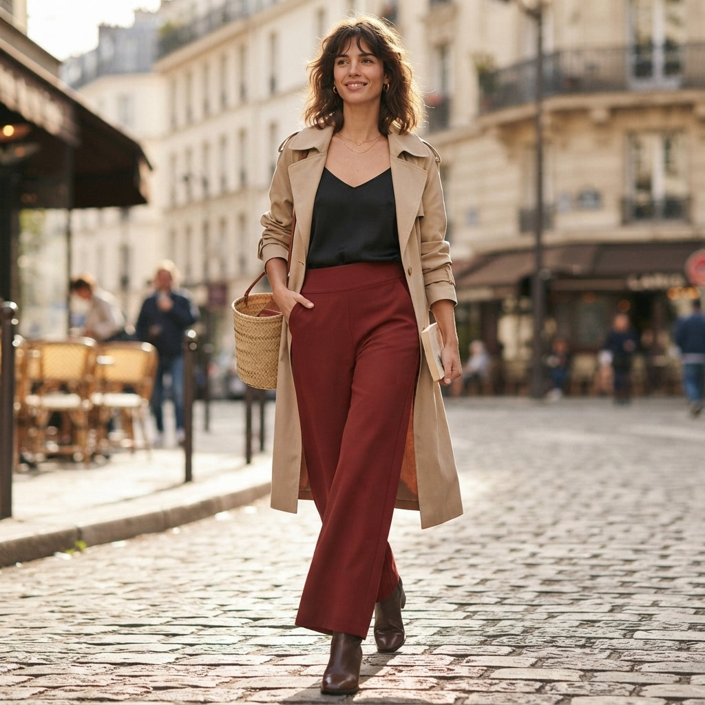 Pantalon droit coupe décontractée
