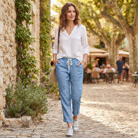 Pantalon Linéa en coton et lin