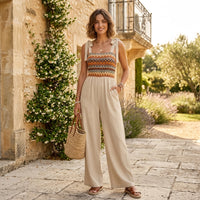 Combinaison beige brodée La Binta