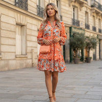 Mini-robe à manches évasées et imprimé