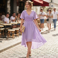 Robe d'invitée de mariage élégante en mousseline