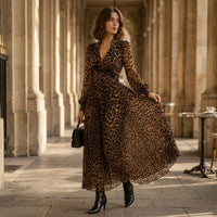 Robe longue portefeuille Mila motif léopard