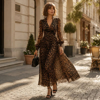 Robe longue portefeuille Mila motif léopard