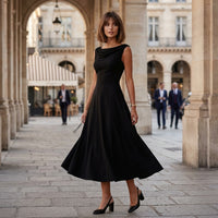 Robe midi drapée et plissée