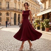 Robe midi drapée et plissée