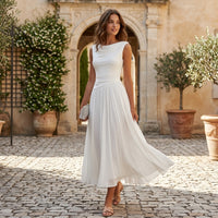 Robe midi drapée et plissée