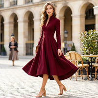 Robe midi Jennifer plissée à col en V
