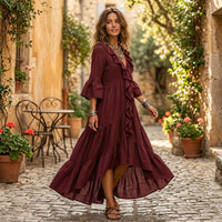 Robe midi bohème à volants