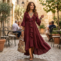 Robe midi bohème à volants