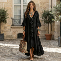 Robe midi bohème à volants