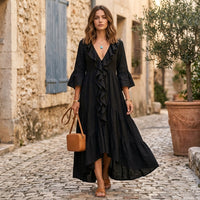Robe midi bohème à volants