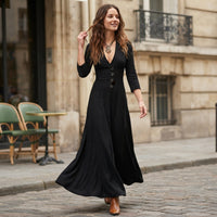 Robe midi trapèze boutonnée