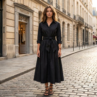 Robe chemise longue trapèze avec ceinture