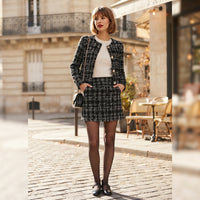 Veste en tweed à petit motif à carreaux