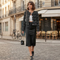 Veste en tweed à petit motif à carreaux