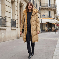 Manteau matelassé long à capuche