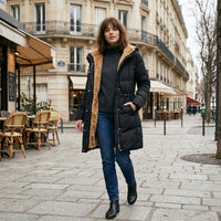 Manteau matelassé long à capuche