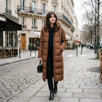 Manteau matelassé long à capuche