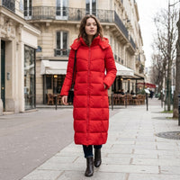 Manteau matelassé long à capuche