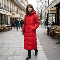 Manteau matelassé long à capuche