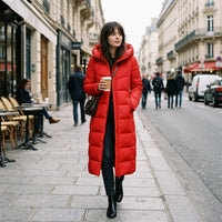 Manteau matelassé long à capuche