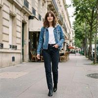 Veste en jean à capuche doublée de sherpa