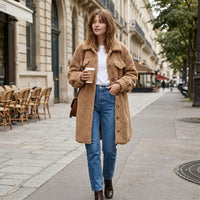 Manteau long oversize en sherpa