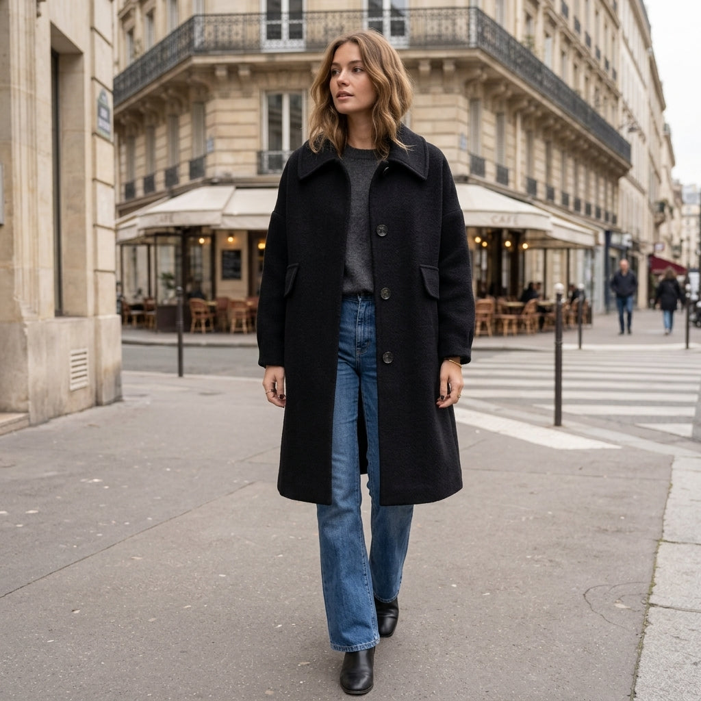 Veste en laine à simple boutonnage