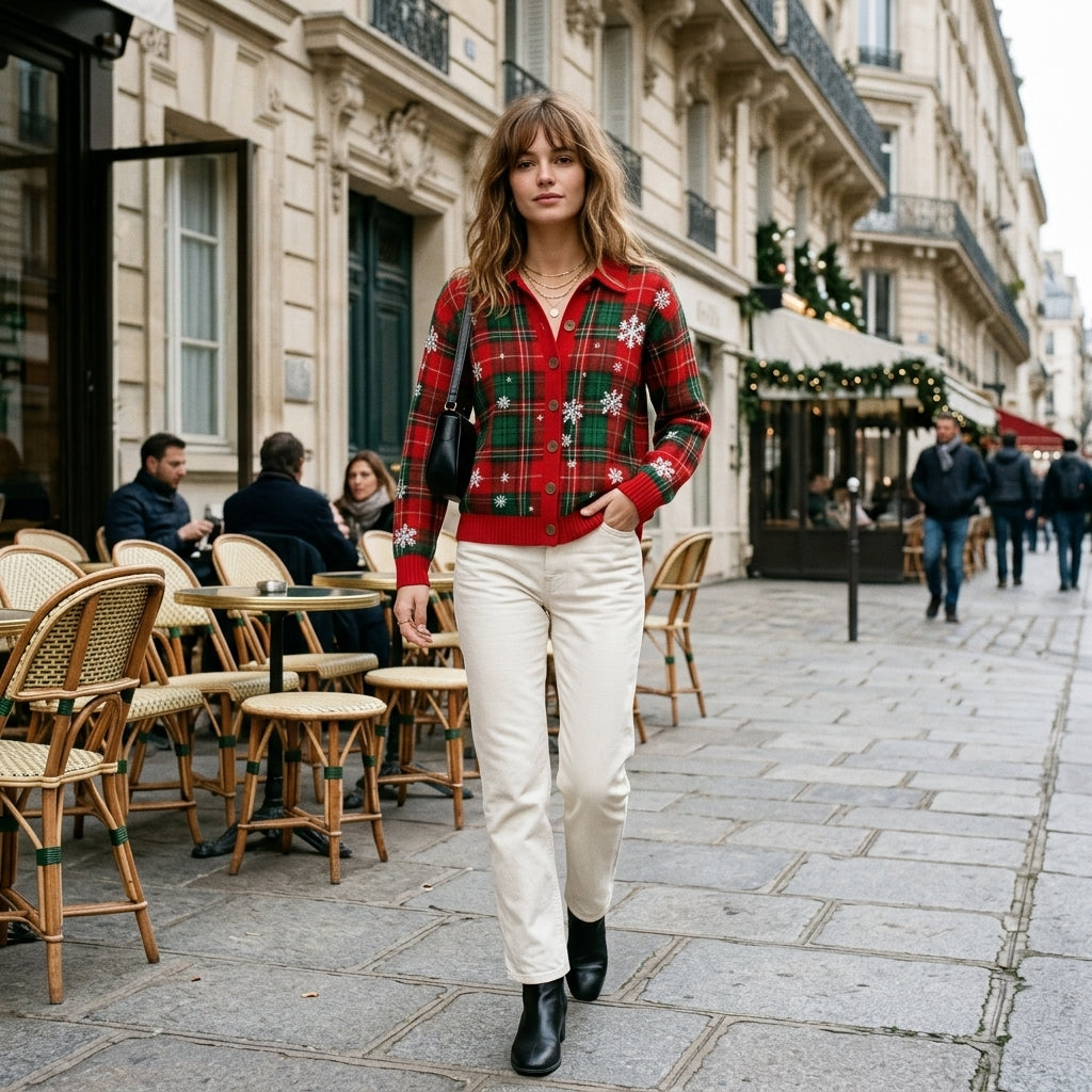 Gilet Margot à carreaux pastel