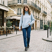 Pull à col roulé en cachemire et laine