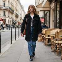 Manteau long oversize en sherpa