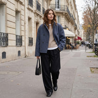 Veste oversize à col montant et boutonnée