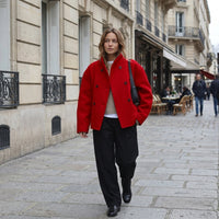 Veste oversize à col montant et boutonnée