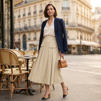 Jupe midi plissée taille haute