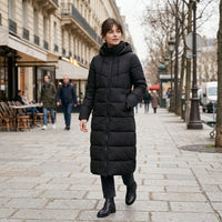 Manteau matelassé long à capuche