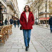 Veste courte en fausse fourrure effet mouton