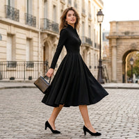Robe midi Jennifer plissée à col en V